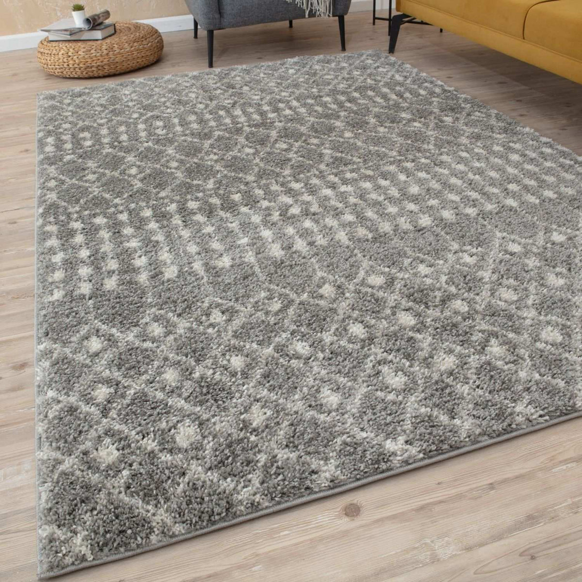 Moroccan Shaggy Rug, Grey 1010