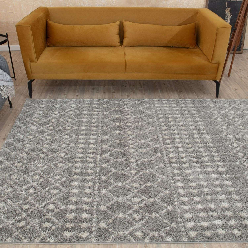 Moroccan Shaggy Rug, Grey 1010