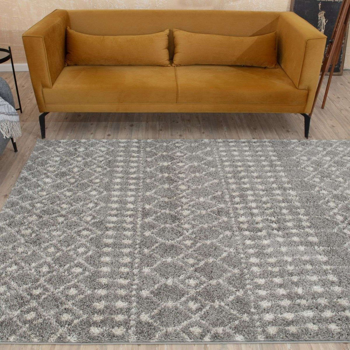Moroccan Shaggy Rug, Grey 1010