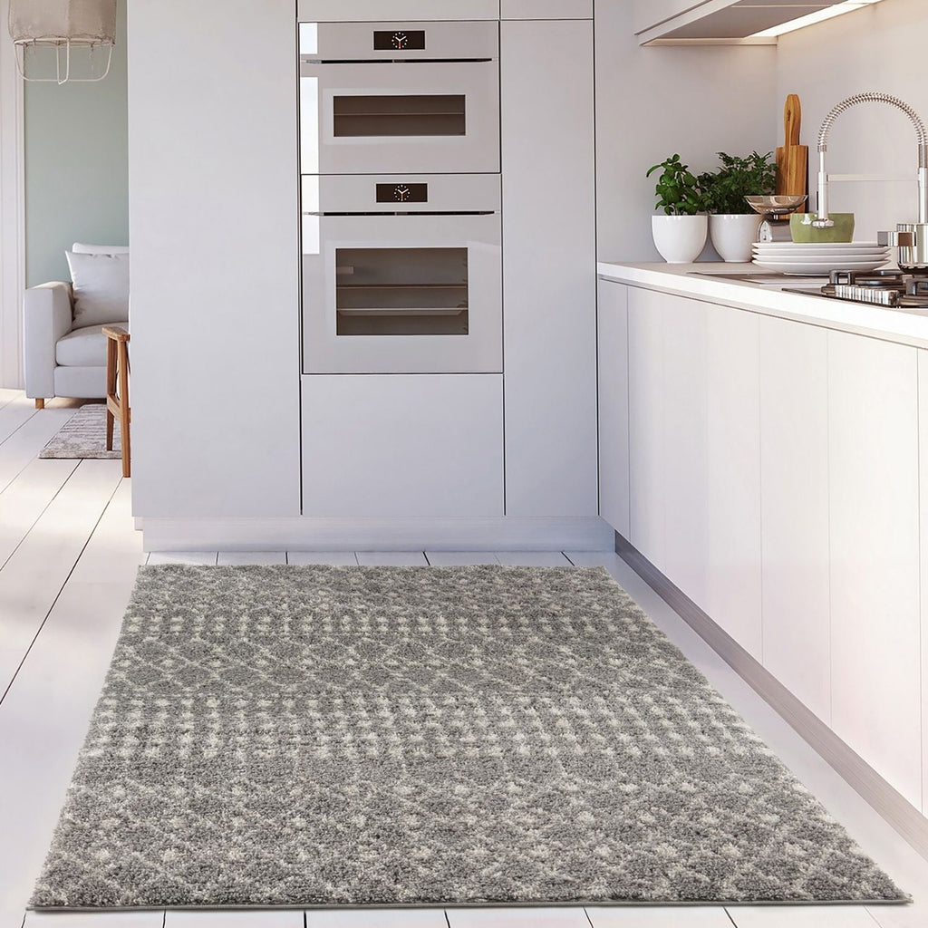 Moroccan Shaggy Rug, Grey 1010