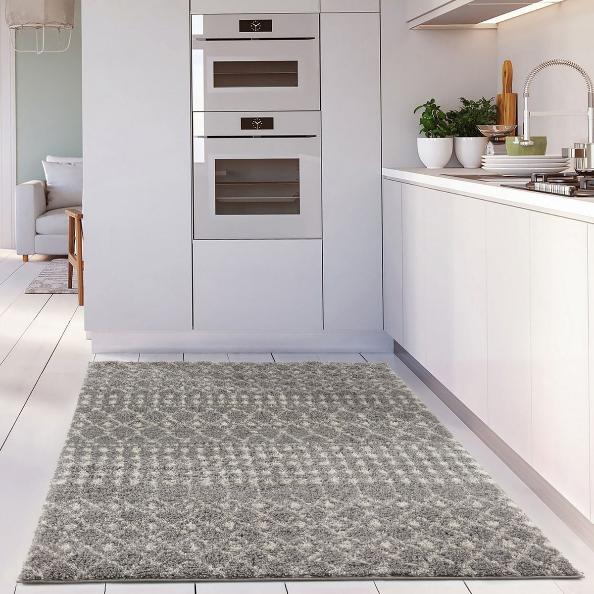 Moroccan Shaggy Rug, Grey 1010