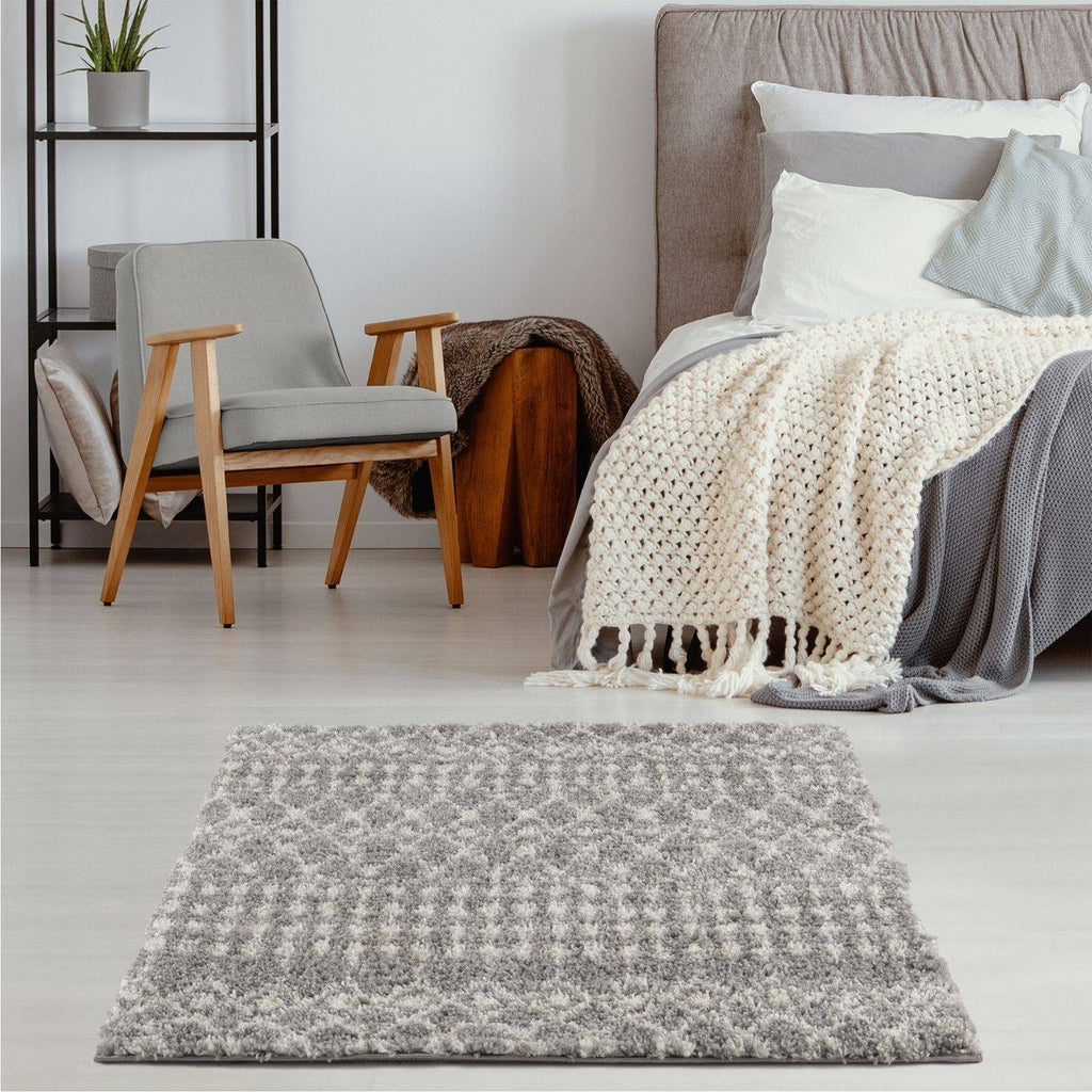 Moroccan Shaggy Rug, Grey 1010