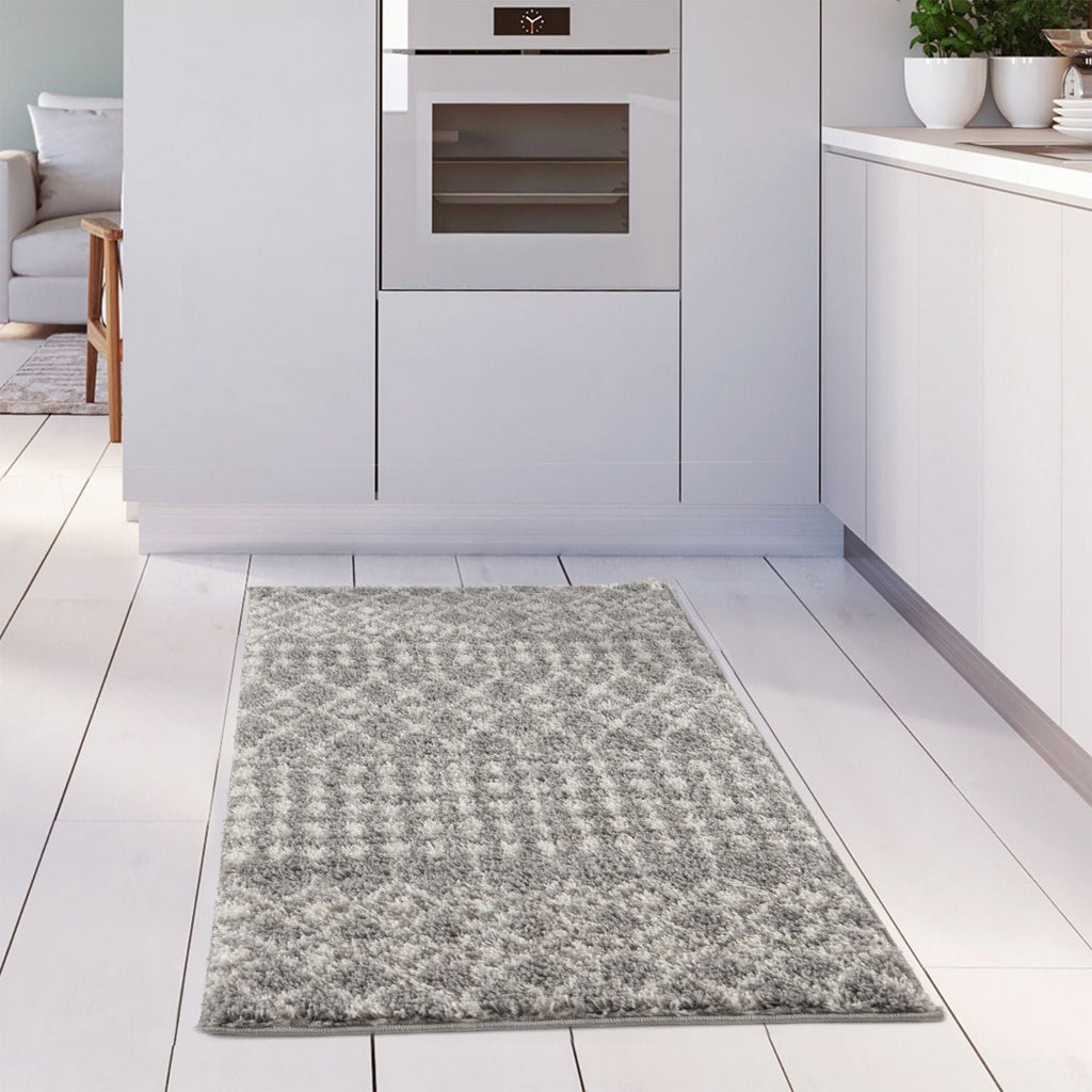 Moroccan Shaggy Rug, Grey 1010