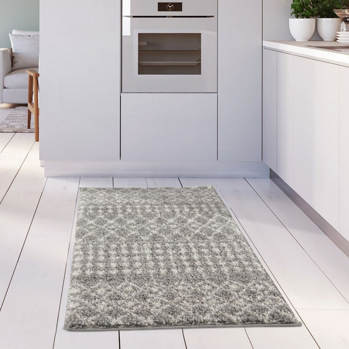 Moroccan Shaggy Rug, Grey 1010