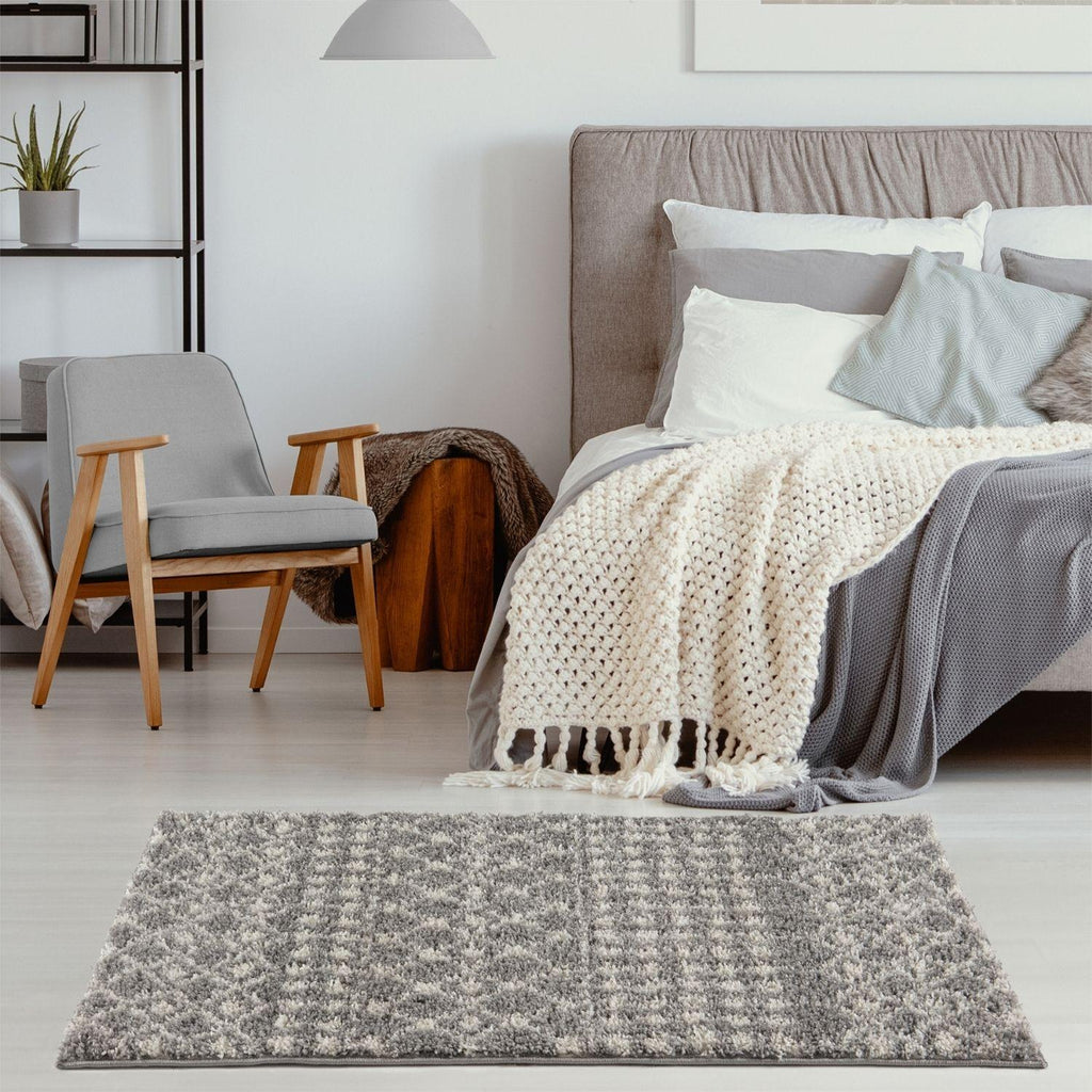 Moroccan Shaggy Rug, Grey 1010