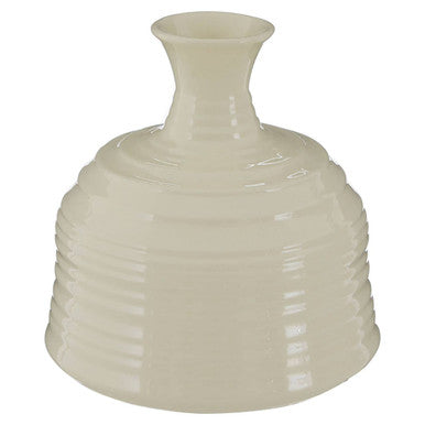 Small Cream Ribbed Ceramic Vase