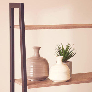Small Cream Ribbed Ceramic Vase