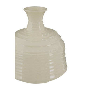 Small Cream Ribbed Ceramic Vase