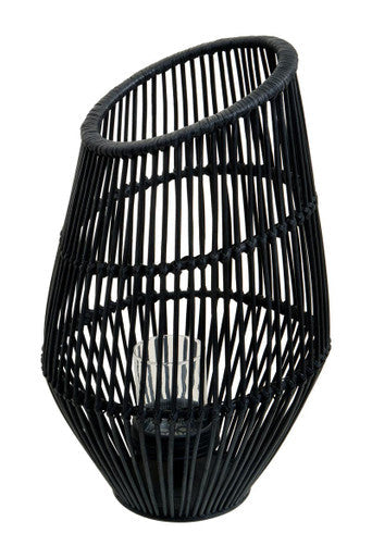 Large Black Rattan Lantern