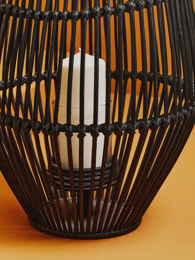 Large Black Rattan Lantern