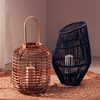 Large Black Rattan Lantern