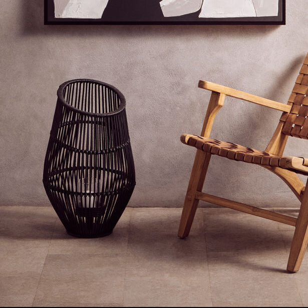 Large Black Rattan Lantern