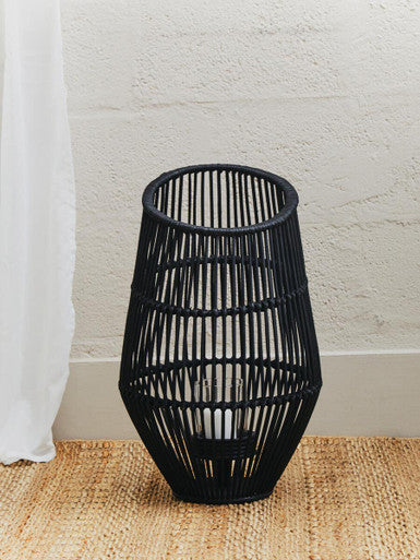 Large Black Rattan Lantern