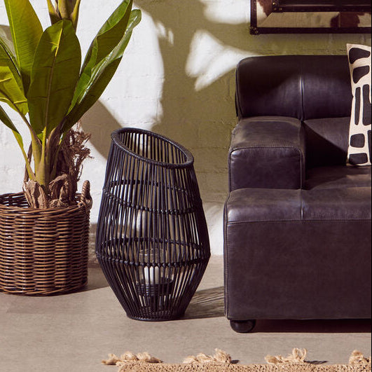 Large Black Rattan Lantern