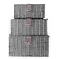 Resin Woven Storage Baskets, Set of 3, Grey