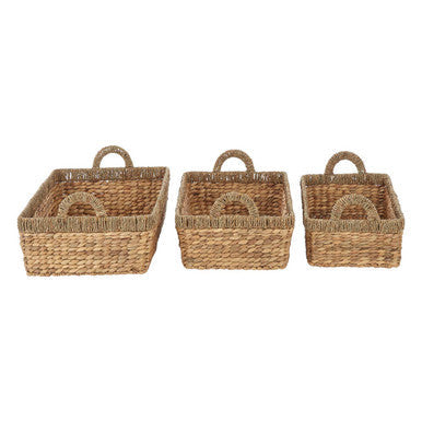 Seagrass Storage Baskets with Handles, Set of 3