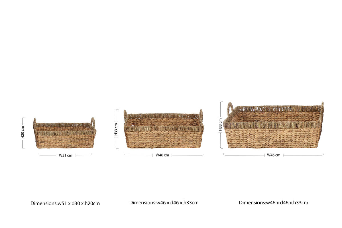 Seagrass Storage Baskets with Handles, Set of 3