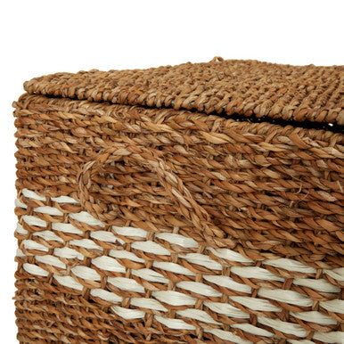 Rectangular Seagrass Storage Baskets with Lids, Set of 3