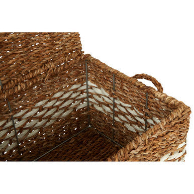 Rectangular Seagrass Storage Baskets with Lids, Set of 3