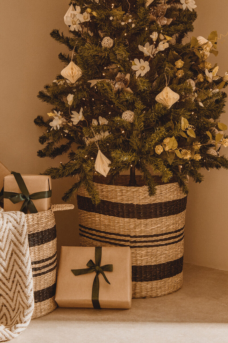 Arles Black and Natural Seagrass Storage Baskets, Set of 2
