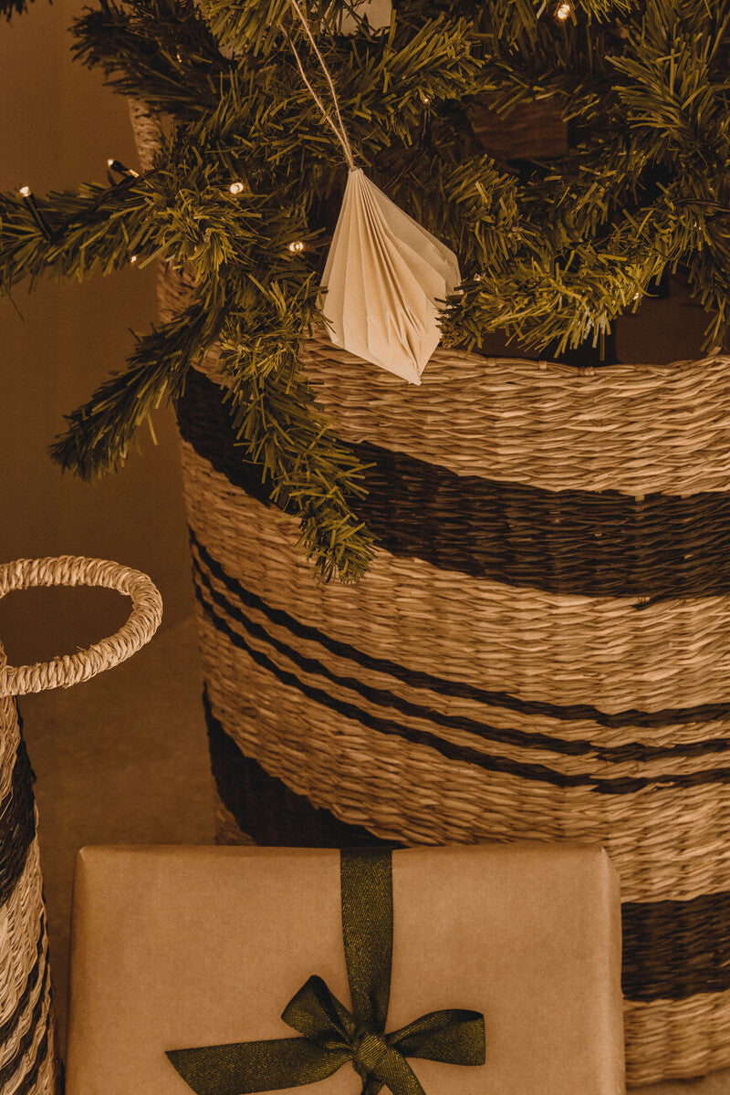 Arles Black and Natural Seagrass Storage Baskets, Set of 2