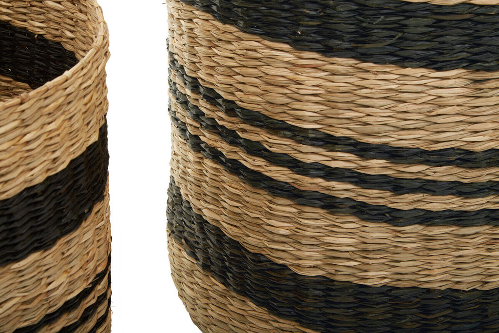 Arles Black and Natural Seagrass Storage Baskets, Set of 2