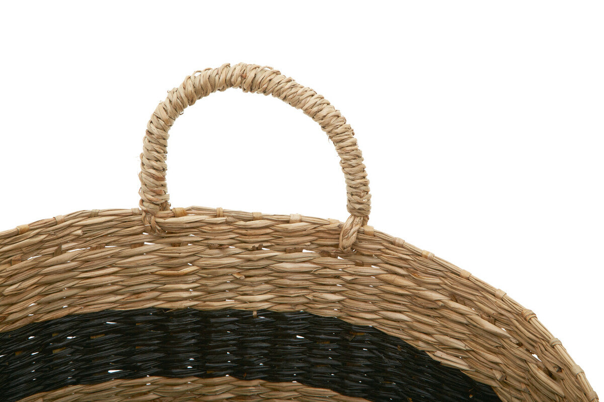 Arles Black and Natural Seagrass Storage Baskets, Set of 2