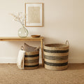 Arles Black and Natural Seagrass Storage Baskets, Set of 2