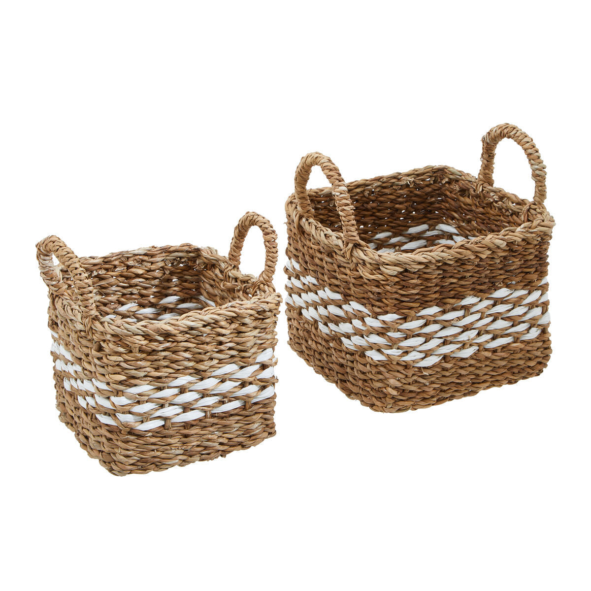 Square Seagrass Storage Baskets, Set of 2