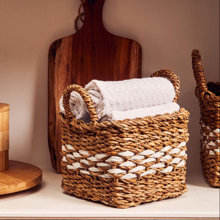 Square Seagrass Storage Baskets, Set of 2