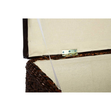 Cattail Rattan and Faux Leather Storage Ottomans, Set of 2