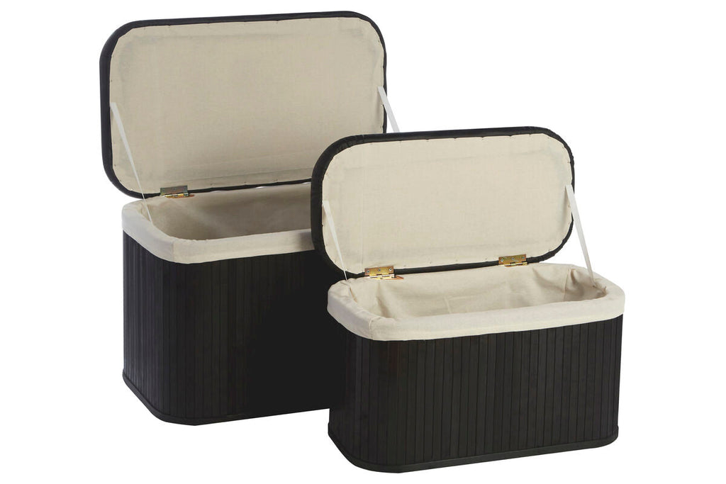 Bambi Black Bamboo Storage Ottomans, Set of 2