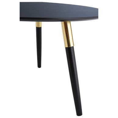 Nostra Black Oak Round Coffee Table, Gold Trim