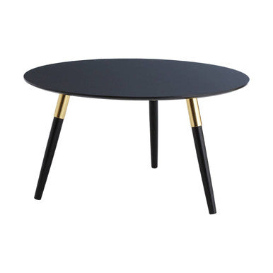Nostra Black Oak Round Coffee Table, Gold Trim