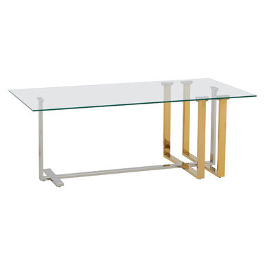 Alvea Clear Glass Coffee Table, Gold and Silver Frame