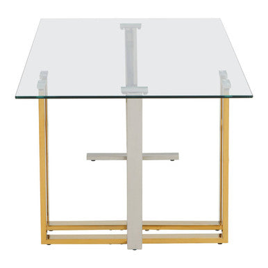 Alvea Clear Glass Coffee Table, Gold and Silver Frame