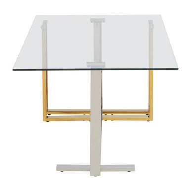 Alvea Clear Glass Coffee Table, Gold and Silver Frame