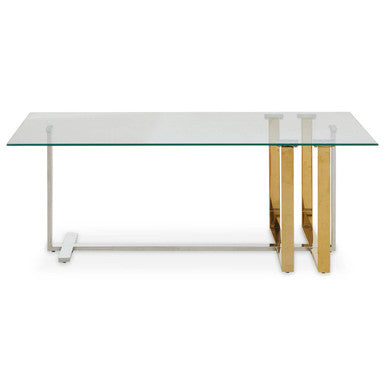 Alvea Clear Glass Coffee Table, Gold and Silver Frame