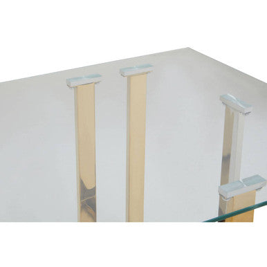 Alvea Clear Glass Coffee Table, Gold and Silver Frame