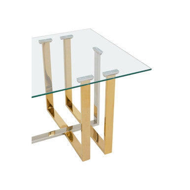Alvea Clear Glass Coffee Table, Gold and Silver Frame