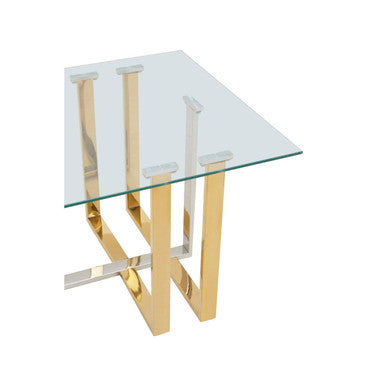 Alvea Clear Glass Coffee Table, Gold and Silver Frame