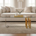 Alvea Clear Glass Coffee Table, Gold and Silver Frame