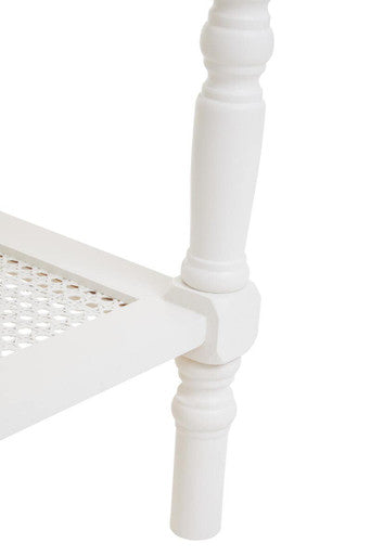 Heritage White Coffee Table with Rattan Shelf