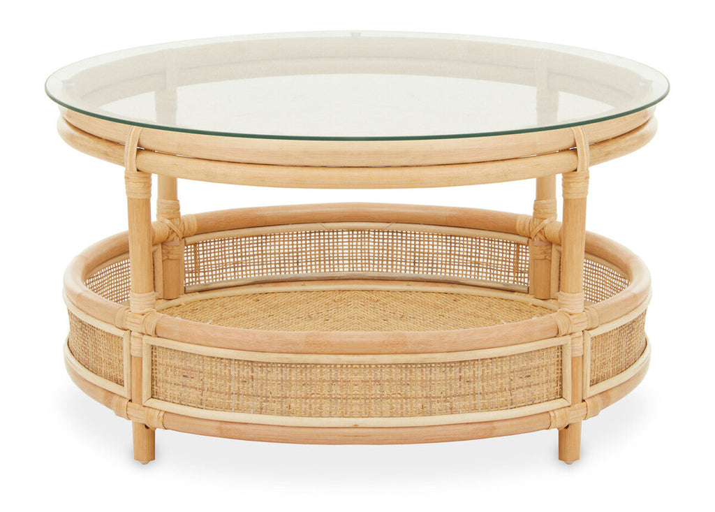 Mataram Rattan Coffee Table with Glass Top