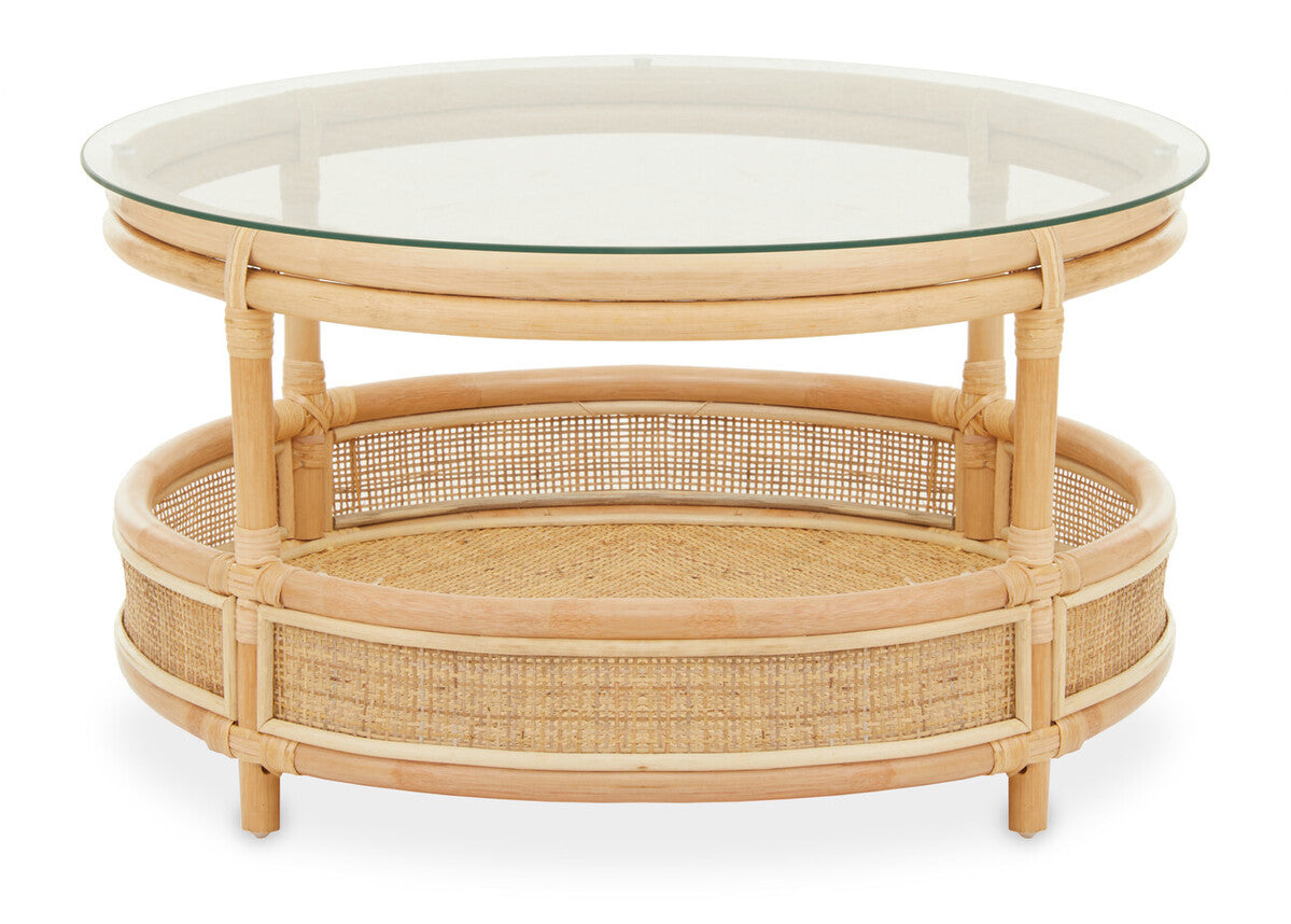 Mataram Rattan Coffee Table with Glass Top