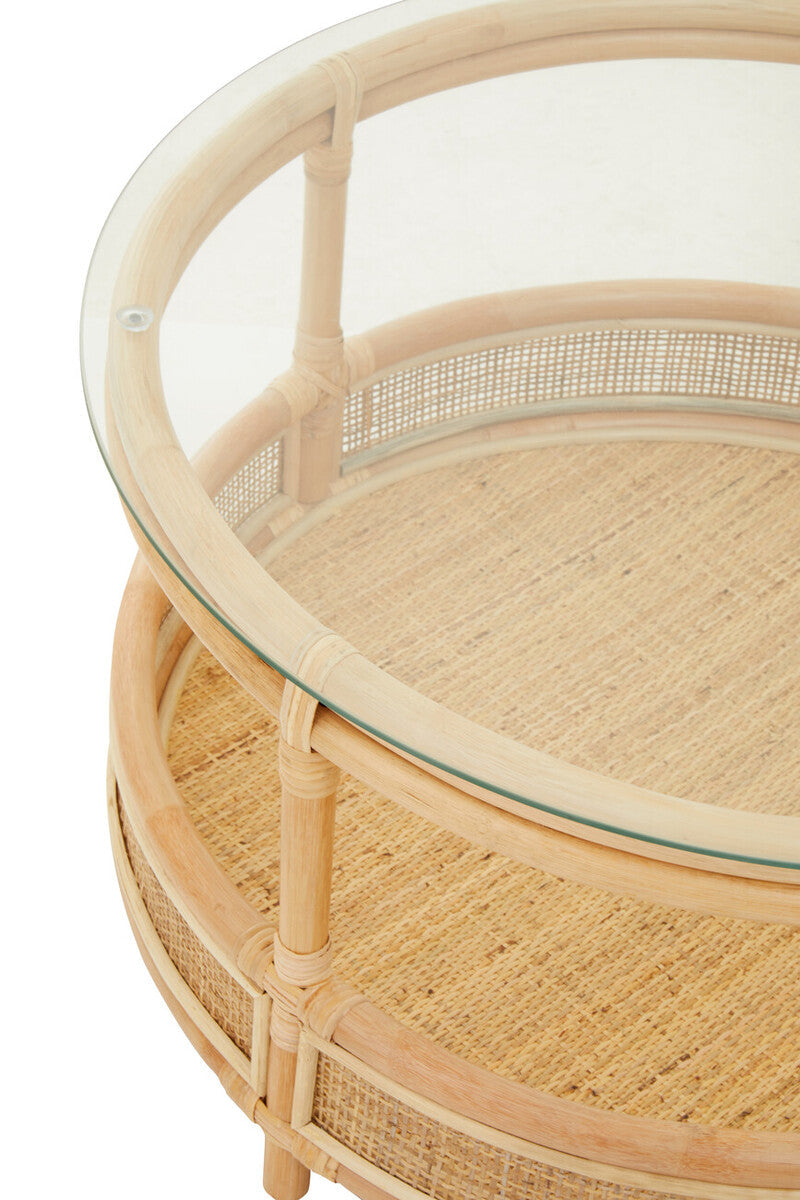 Mataram Rattan Coffee Table with Glass Top