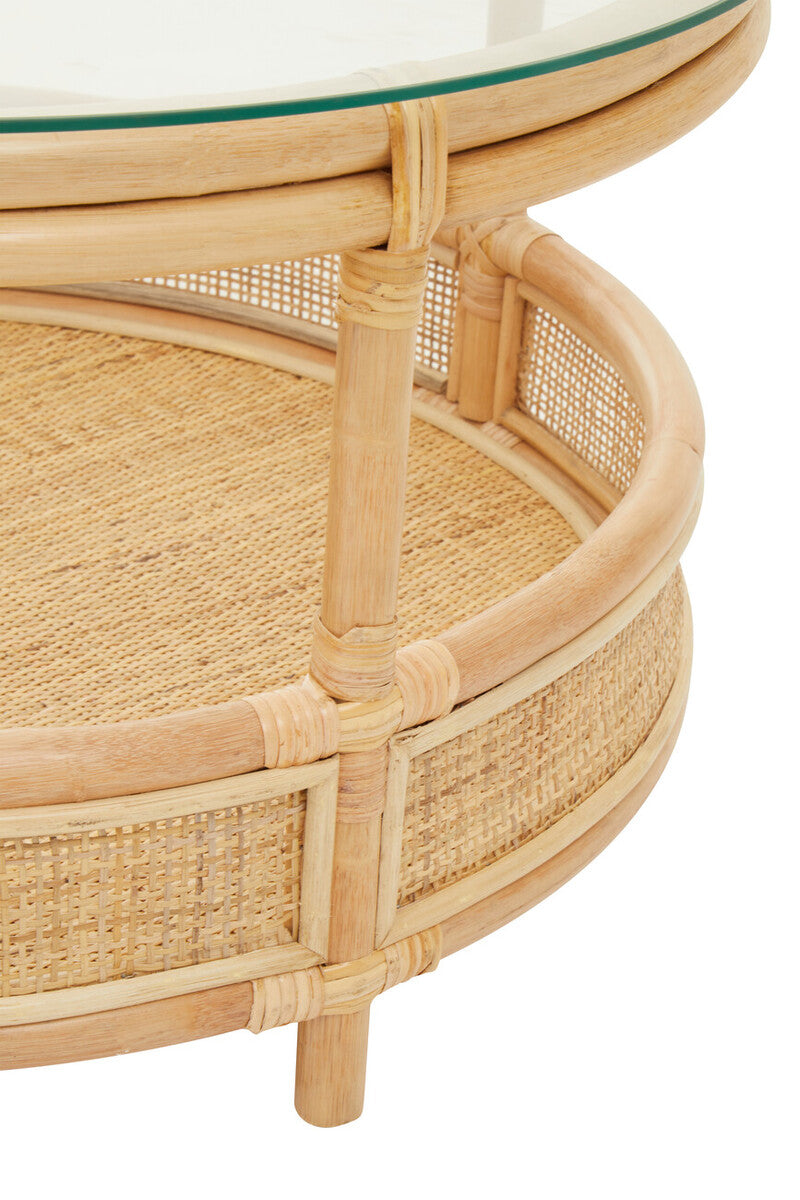 Mataram Rattan Coffee Table with Glass Top