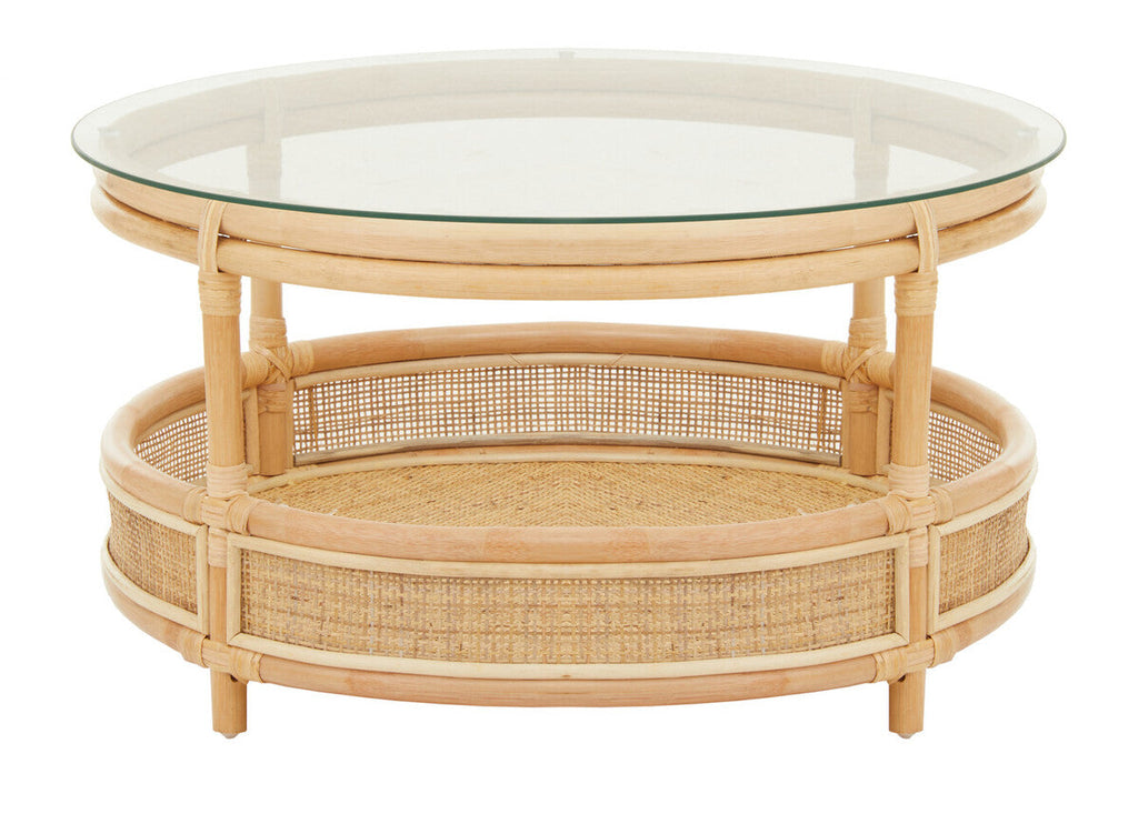 Mataram Rattan Coffee Table with Glass Top