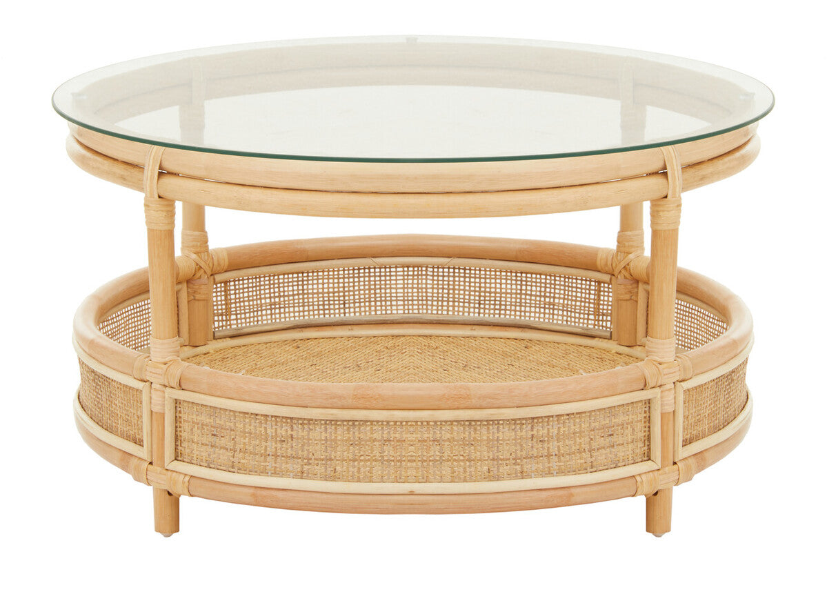 Mataram Rattan Coffee Table with Glass Top