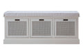 Heritage White Rattan Storage Bench with 3 Drawers